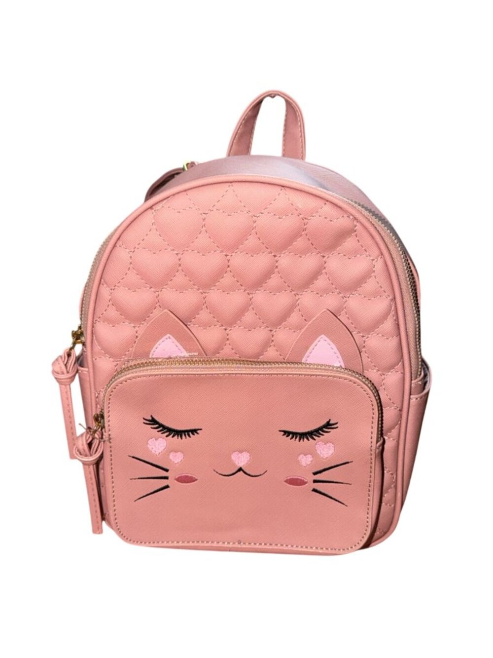 UNDERONESKY Faux Leather Backpack Style Cat Purse-Pink-10"x4"x8"-GUC